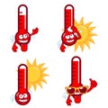 Cartoon hot thermometers. Vector illustration