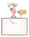 Cartoon Hotdog Chef Above Sign Royalty Free Stock Photo