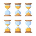 Cartoon hourglass. Antique sand clock sprite sheet animation. Vector sand timers set Royalty Free Stock Photo