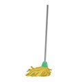 Cartoon house and apartment cleaning service icon. Old dry mop with handle.