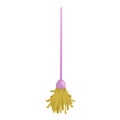 Cartoon house and apartment cleaning service icon. Old looking pink wet mop.