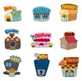 Cartoon house / shop icons collection