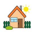 cartoon house. Small house. Vector illustration. Stock image.