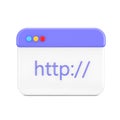 Cartoon HTTP Protocol Data Browser Page Window Web Icon Sign. 3d Rendering