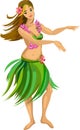 Cartoon hula dancer isolated on white background