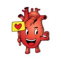 A cartoon human heart character