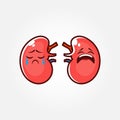 Cartoon Human kidney organ emotion, set of Cute characters