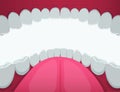 Cartoon human mouth white teeth view inside vector graphic illustration Royalty Free Stock Photo