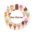 Cartoon ice cream collection - ice cream round banner