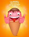 Cartoon ice cream emoticon funny character