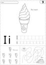 Cartoon ice cream and igloo. Alphabet tracing worksheet: writing Royalty Free Stock Photo