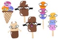 Cartoon ice cream set Halloween monsters pattern for wrapping paper and fabrics and linens and kids Royalty Free Stock Photo