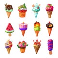 Cartoon Ice Cream And Sundae Set