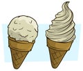 Cartoon ice cream in waffle cone vector icon set Royalty Free Stock Photo