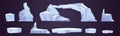 Cartoon ice floes, frozen iceberg pieces, glaciers Royalty Free Stock Photo