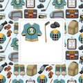 Cartoon ice hockey sport seamless pattern