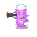 A cartoon icon of acinetobacter baumannii Sailor with binocular