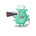 A cartoon icon of agrobacterium tumefaciens Sailor with binocular