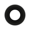 Flat vector icon of black car tire. Transport theme. Element for promo banner or poster of auto service