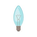 Flat vector icon of blue incandescent lamp. Glass light bulb. Energy consumption theme. Element for packaging, poster or