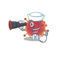 A cartoon icon of coronaviridae Sailor with binocular