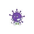 A cartoon icon of coronavirinae with waiting gesture Royalty Free Stock Photo
