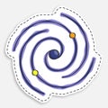 Cartoon icon of doodle spiral galaxy. Exploration of space and star clusters. Black hole in center of Milky Way galaxy. Vector Royalty Free Stock Photo