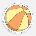 Cartoon icon of doodle Sports ball for basketball. Sport equipment. Mobile app button. Vector isolated on white background Royalty Free Stock Photo