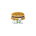 A cartoon icon of dorayaki with waiting gesture