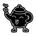 cartoon icon drawing of a blue tea pot Royalty Free Stock Photo