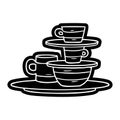cartoon icon drawing of colourful bowls and plates