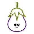 Cartoon icon of a happy eggplant
