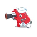 A cartoon icon of heart Sailor with binocular