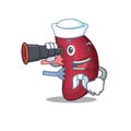 A cartoon icon of human spleen Sailor with binocular