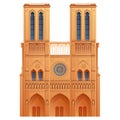 Cartoon icon of notre dame cathedral in paris, french landmark Royalty Free Stock Photo