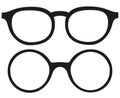 Cartoon icon poster glasses, spectacles silhouette set.