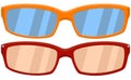 Cartoon icon poster sport glasses, spectacles red orange set.