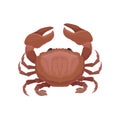 Flat vector icon of red crab. Marine creature with big claws. Seafood theme. Element for advertising poster, flyer or Royalty Free Stock Photo