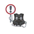 A cartoon icon of scuba buoyancy compensator with a exclamation sign board Royalty Free Stock Photo