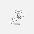 Cartoon icon of sketch stick figure in cute miniature scenes. Royalty Free Stock Photo