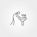 Cartoon icon of sketch stick figure doing life routine