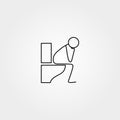 Cartoon icon of sketch stick figure doing life routine