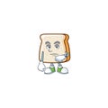 A cartoon icon of slice of bread with waiting gesture