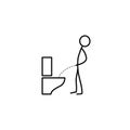 Cartoon icon of sketch stick figure pissing
