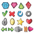 Cartoon icons for game user interface Royalty Free Stock Photo