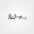 Cartoon icons set of sketch stick bisiness figure relaxing