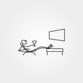 Cartoon icons set of sketch stick figure relaxing