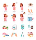 Diabetes Cartoon Icons Set