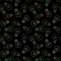 Cartoon illumination seamless light bulbs pattern for wrapping paper and fabrics and linens and kids clothes print
