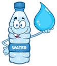 Cartoon Illustation Of A Water Plastic Bottle Mascot Character Holding A Water Drop Royalty Free Stock Photo